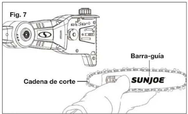 Sun Joe 24VPS8CMAXLTE - Instalación y reemplazo de la barra-guía y cadena de corte - 4