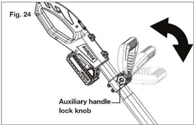 Sun Joe 24VPS8CMAXLTE - To Adjust the Angle of the Auxiliary Handle - 1