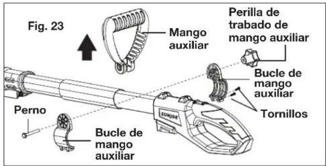 Sun Joe 24VPS8CMAXLTE - Para ajustar la posición del mango auxiliar - 1