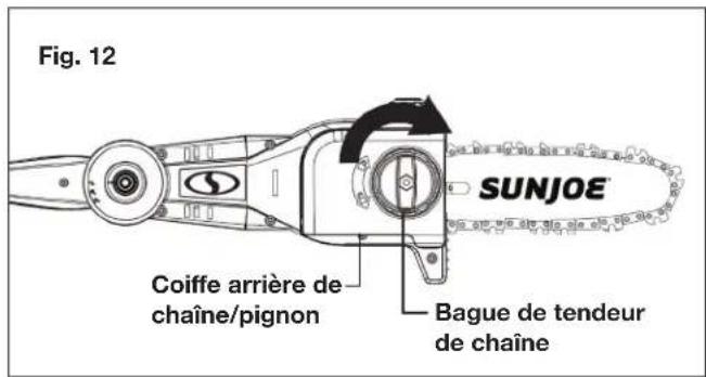 Sun Joe 24VPS8CMAXLTE - Pose et remplacement du guide-chaîne et de la chaînede sciage - 9