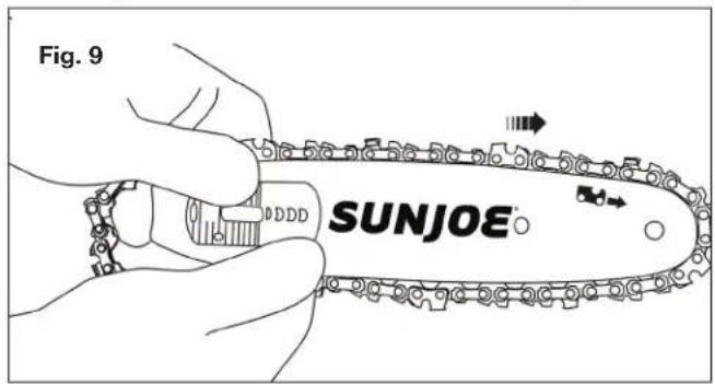 Sun Joe 24VPS8CMAXLTE - Instalación y reemplazo de la barra-guía y cadena de corte - 6