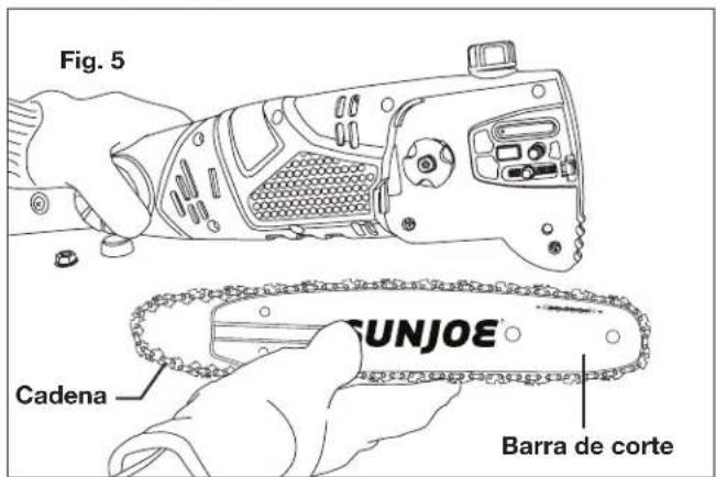 Sun Joe SWJ803ECMO - Instalación y reemplazo de la barra-guía y cadena - 5
