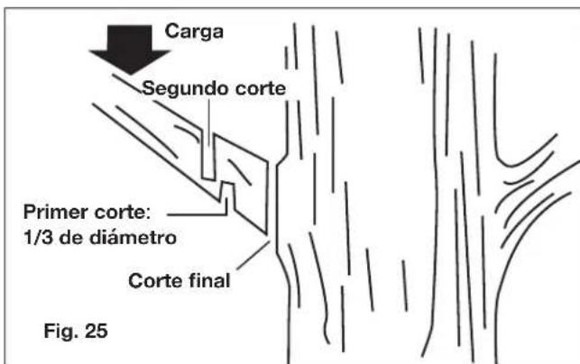 Carga Segundo corte Primer corte: 1/3 de diámetro Corte final Fig. 25