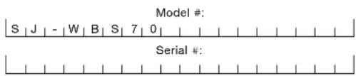 Sun Joe SJWBS70 - Model + Serial Numbers - 1