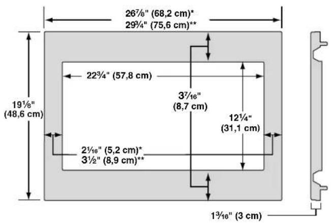 KITCHENAID MKC2150AS - Dimensions du cadre de la trousse de garniture - 1
