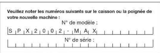 Sun Joe SPX2002MAX - Numéros de modèle et de série - 1