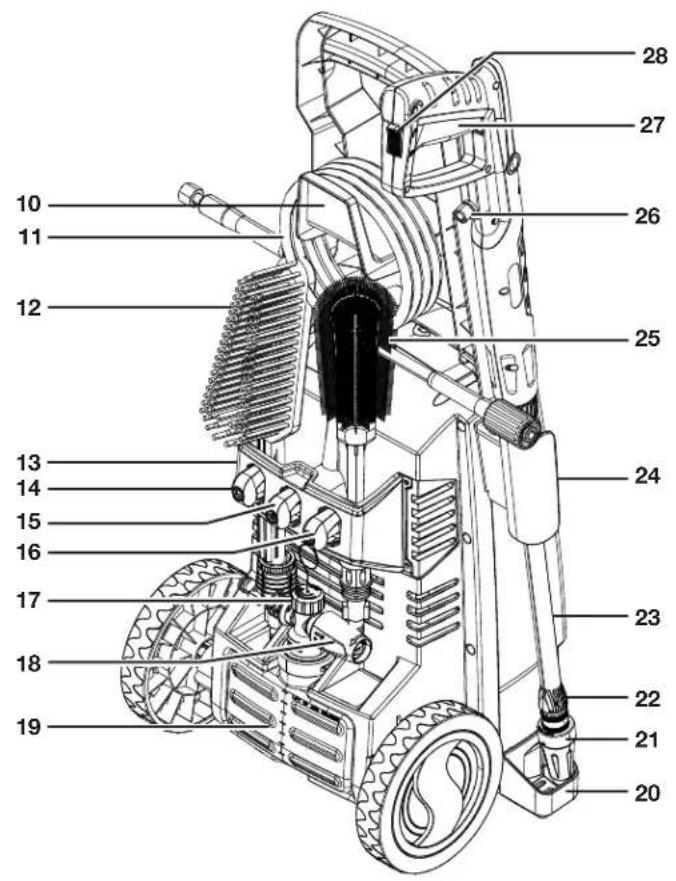 Technical diagram of a mechanical device with numbered parts for identification