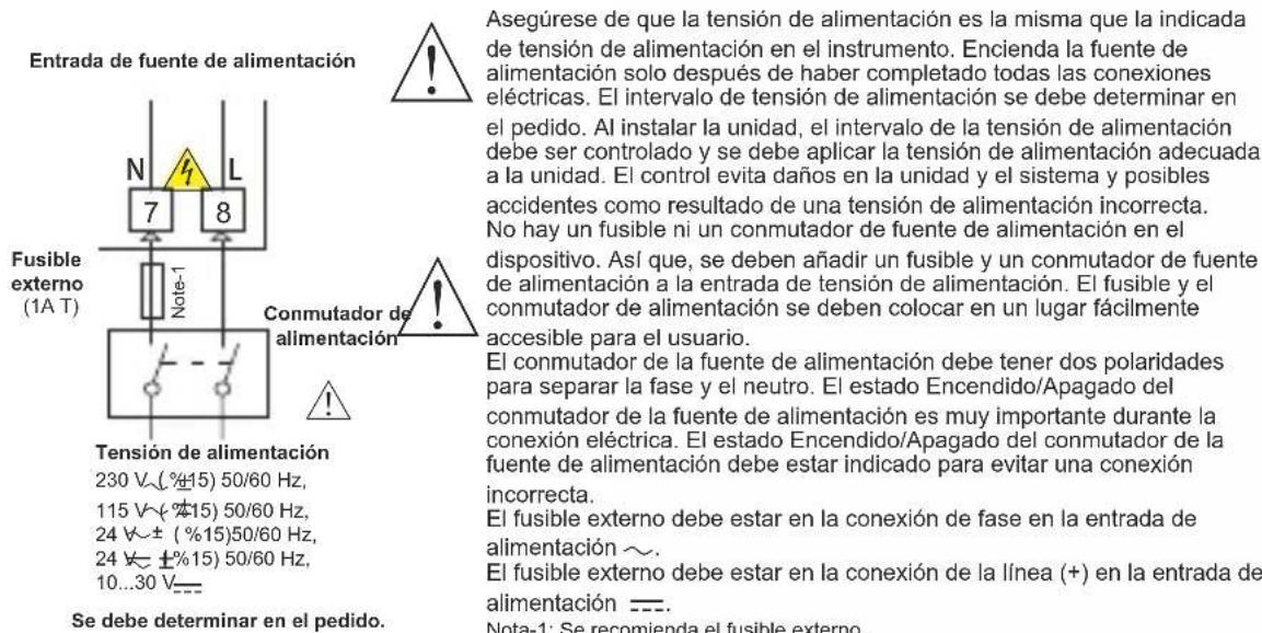 Emko ESM3723 - Conexión de la entrada de la tensión de alimentación del dispositivo - 1