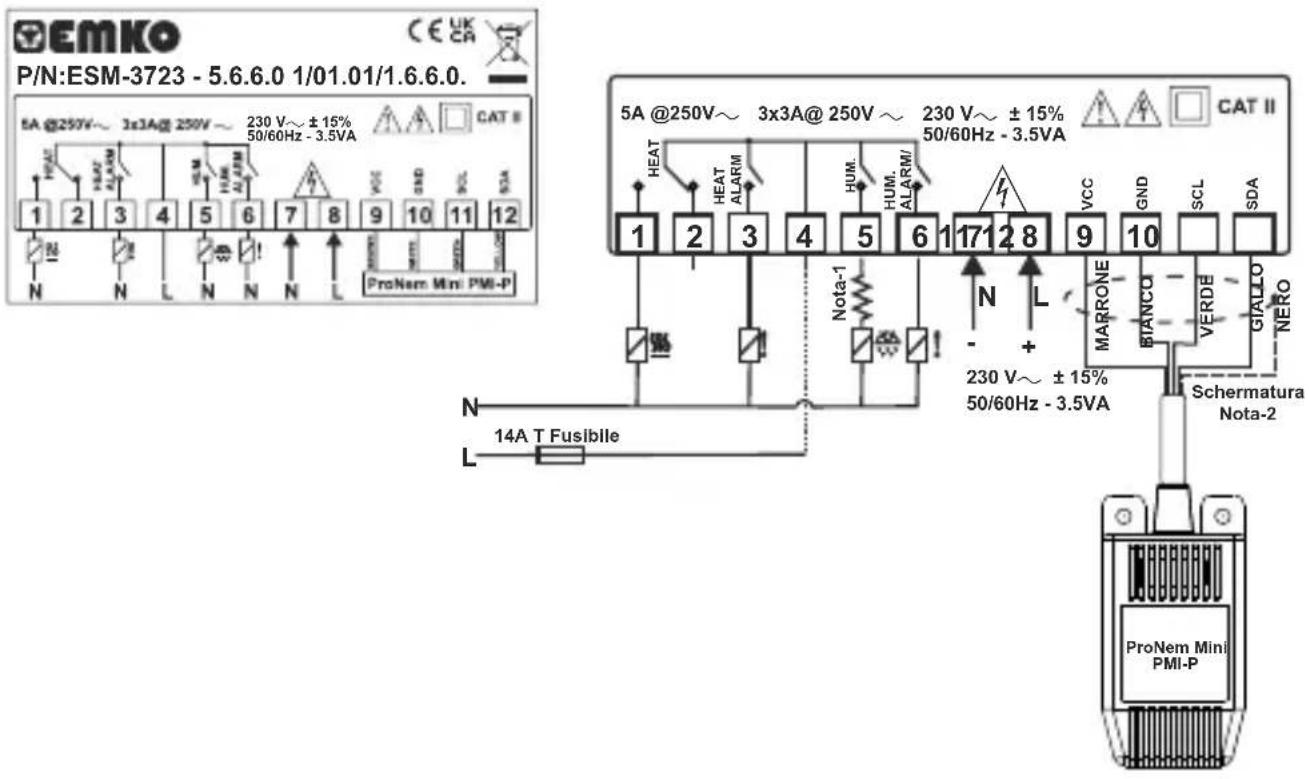 Emko ESM3723 - Etichetta del dispositivo e schema di collegamento - 2