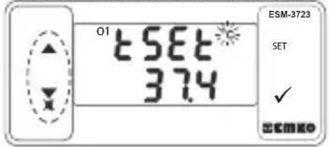 Emko ESM3723 - Cambiar y guardar el valor establecido de temperatura y de humedad - 2