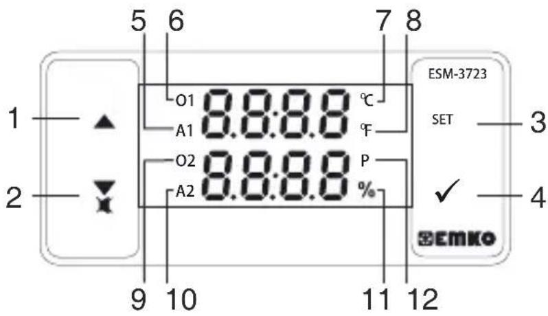 Emko ESM3723 - 4.Front Panel Definition and Accessing to the Menus - 1