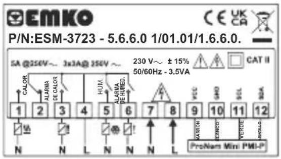 Emko ESM3723 - Etiqueta del dispositivo y diagrama de conexión - 3