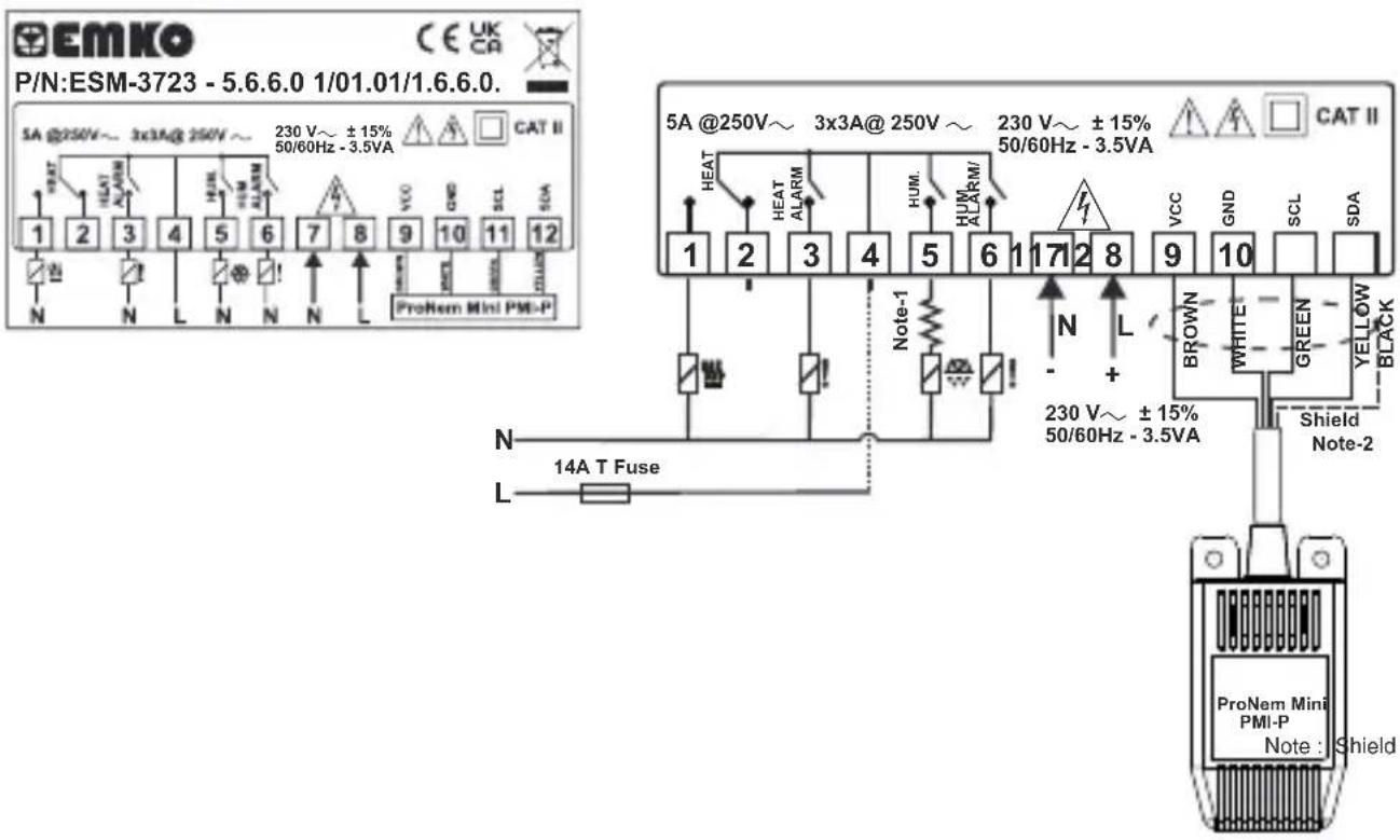 Emko ESM3723 - Device Label and Connection Diagram - 2