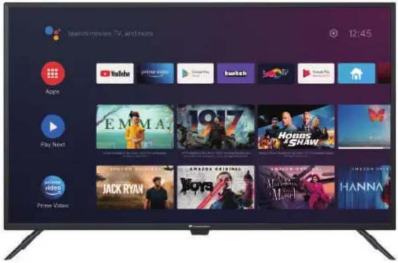 Search movies. TV, and more 12:45 Apps YouTube Instagram video Google Play bushk TV Play New Play Next EMMA. 0:7 HOOBS +SHAW Prime Video JACK RYAN AMAZDA DELINAS MILKON MILKON HANNA