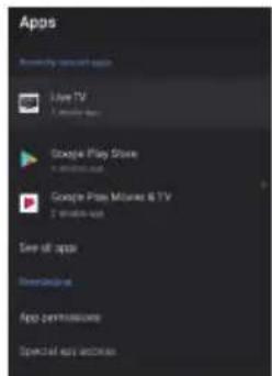 Apps Remove your app Live TV Google Play Store Google Play Movies & TV See all apps Downloaded App recommendations Special app download