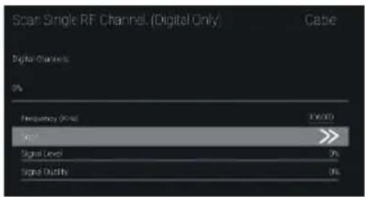 Scan Single RF Channel (Digital Only) Case Digital Channels 0% Frequency (GHz) 176/200 Signal Level 0% Signal Quality 0%