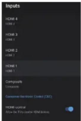 Inputs HDMI 4 HDMI 2 HDMI 3 HDMI 1 HDMI 2 HDMI 1 HDMI 1 Composites Components Consumer Blockchain Control (CSE) HDMI Control Allow the TV-only control HDM switches