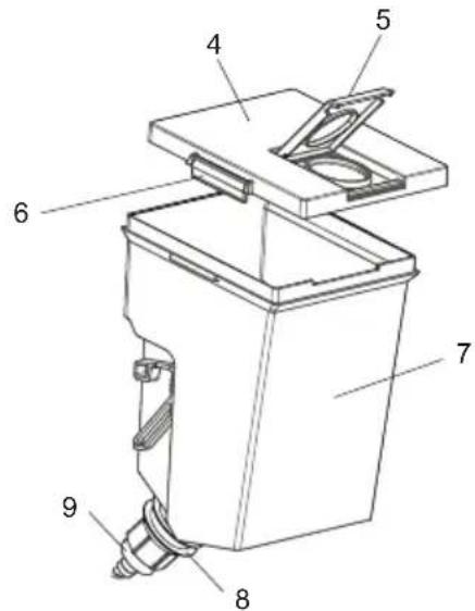 Technical diagram of a mechanical device with numbered components for identification