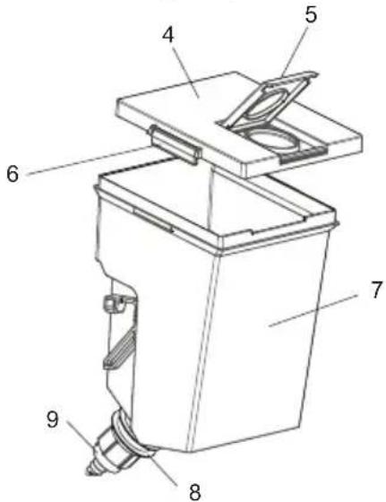 Technical diagram of a mechanical device with numbered components for identification