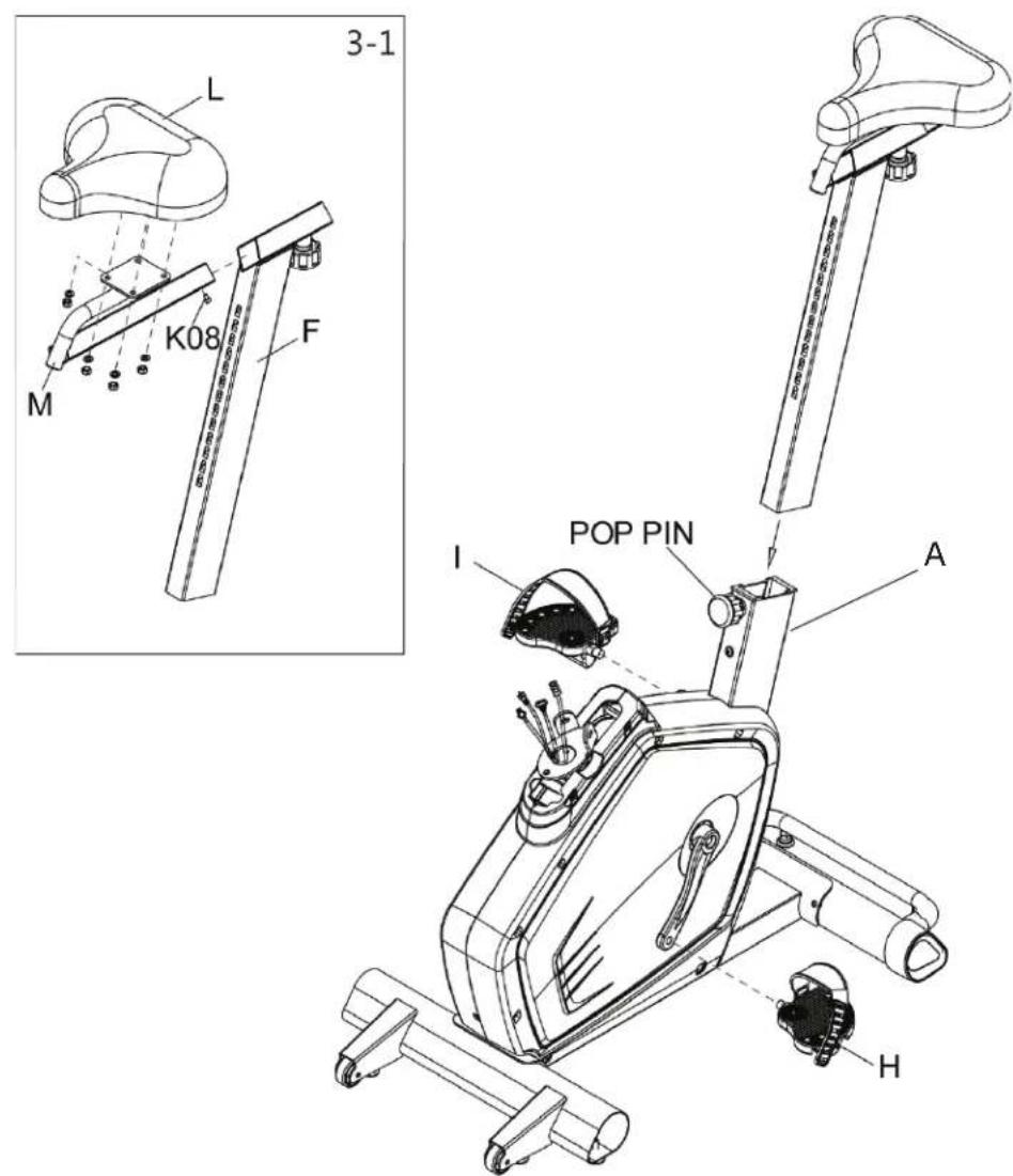 BH FITNESS LK700U Core - STEP 3 SEAT PAD AND PEDAL ASSEMBLY - 1