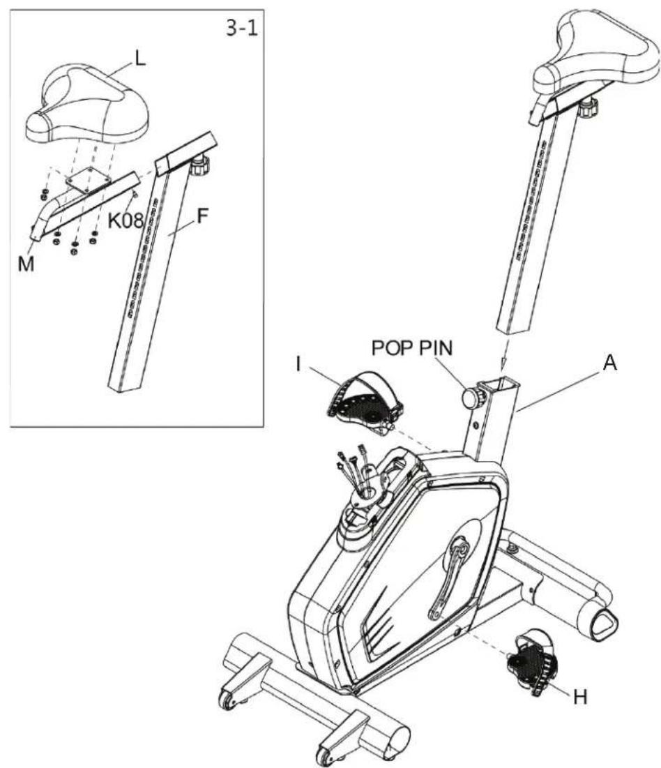 BH FITNESS LK700U Core - Étape 3 installation du siège et des pédales - 1