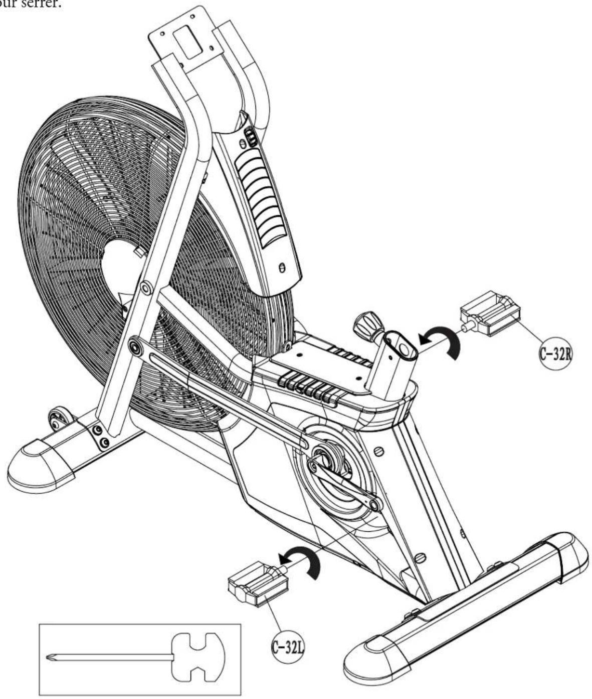 BH FITNESS LK700FB - Étape 2. fixation des pédales - 1