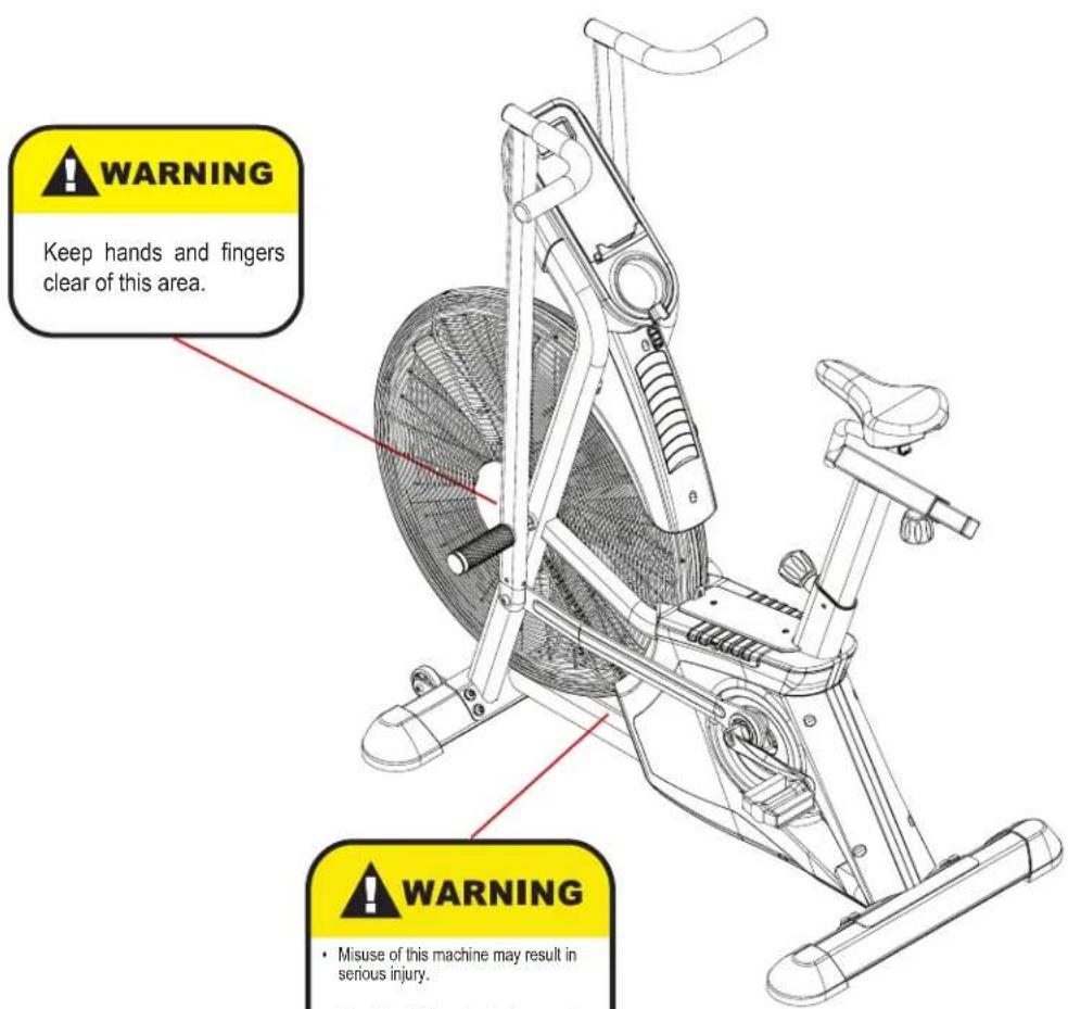 BH FITNESS LK700FB - WARNING AND LABELS - 1