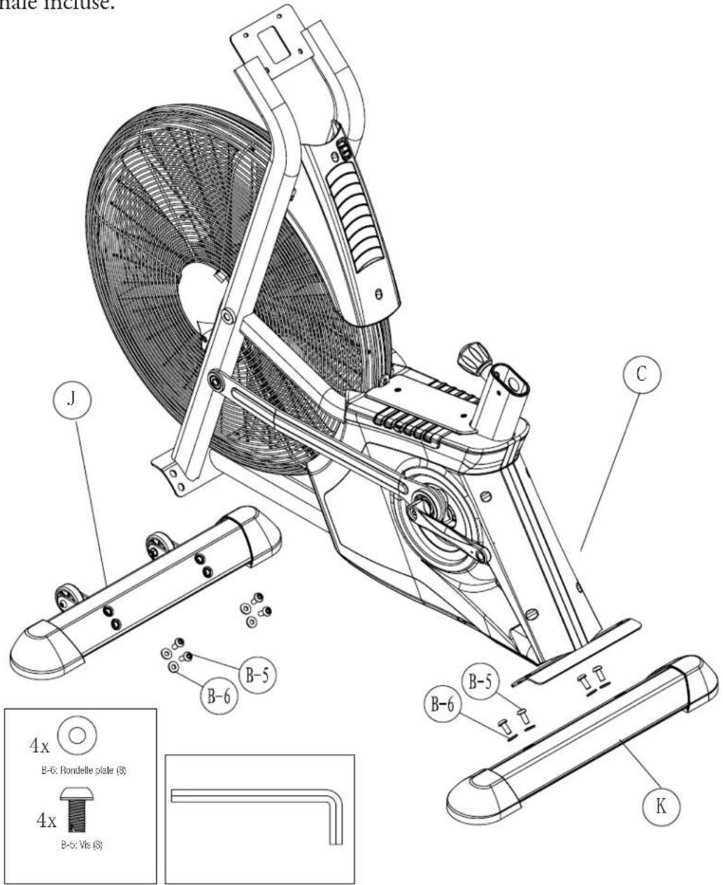 BH FITNESS LK700FB - Étape 1. fixation des stabilisateurs - 1