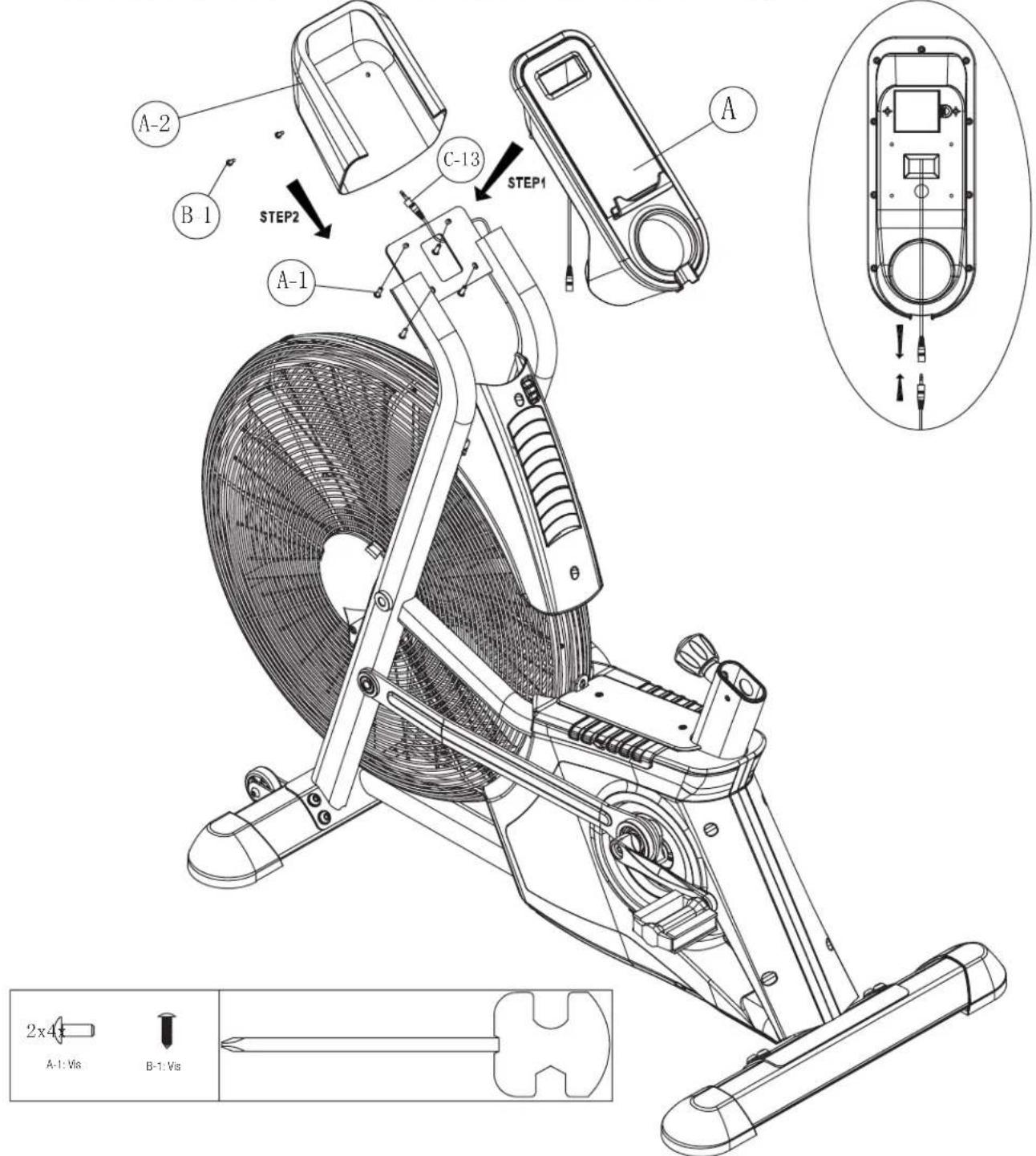 BH FITNESS LK700FB - Étape 3. fixation de la console - 1