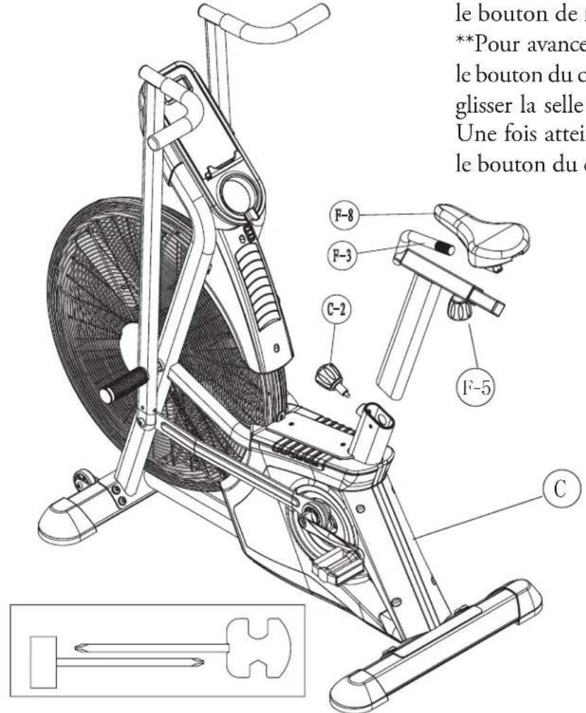 BH FITNESS LK700FB - Étape 5. Introduction du TUBE de la SELLE et fixation de la SELLE - 1
