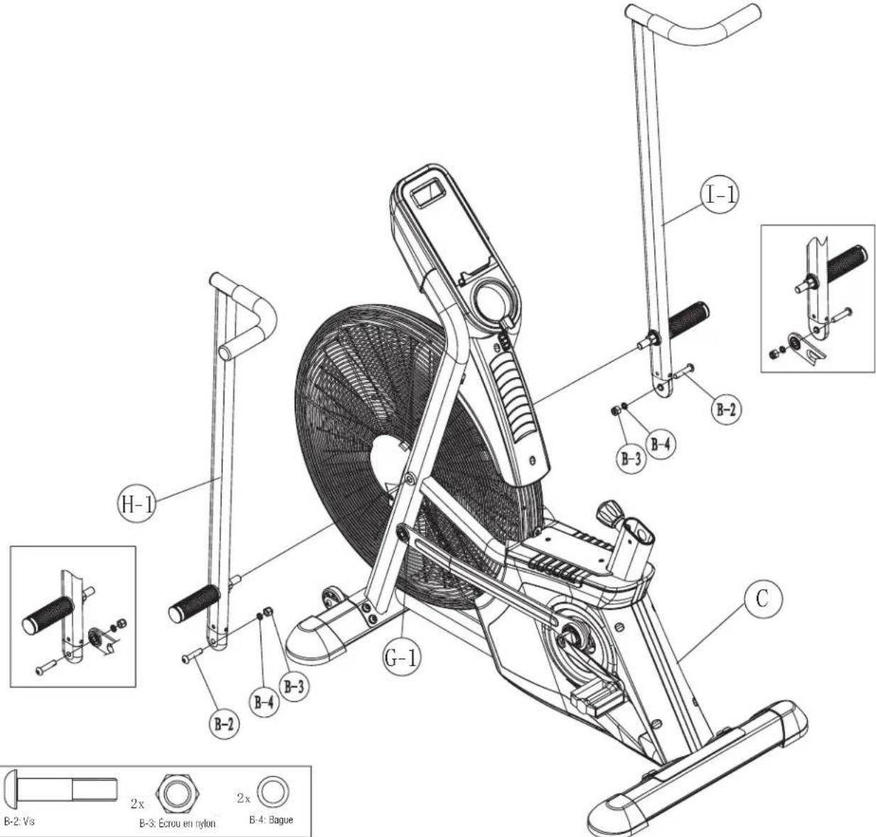 BH FITNESS LK700FB - Étape 4. fixation des guidons et des TIGES laterales - 1