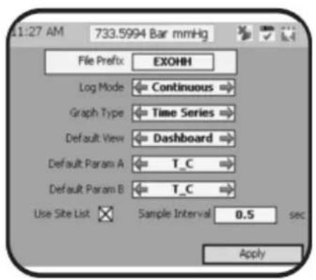 YSI EXO Modbus - Choix des paramètres - 1