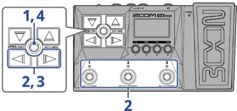 ZOOM G2 FOUR - Activation/désactivation de la fonction preselect - 1
