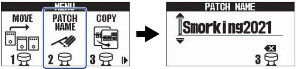 ZOOM G2 FOUR - Changement des noms de mémoires de patch - 3