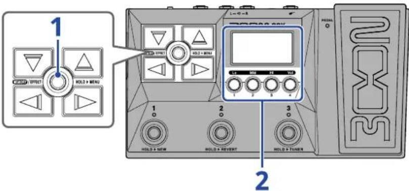 ZOOM G2 FOUR - Réglage du caractère général du son et du niveau de sortie - 1