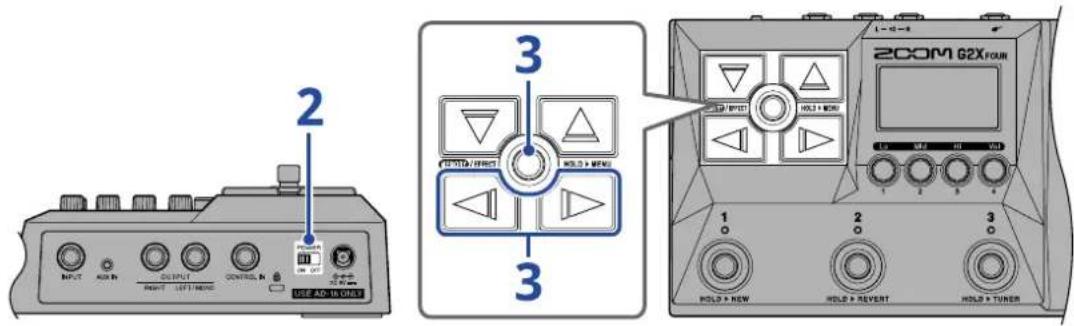 ZOOM G2 FOUR - Mise sous tension - 1