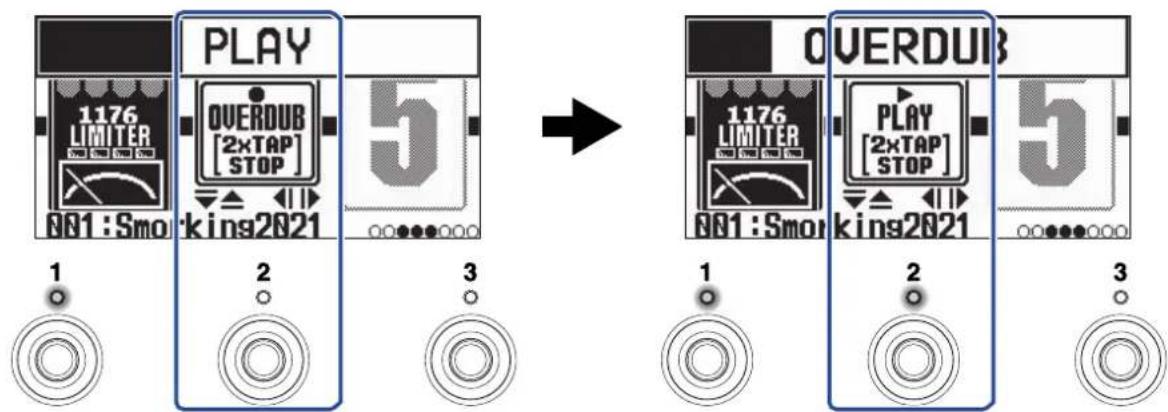 ZOOM G2 FOUR - Ajout de passages supplémentaires aux boucles enregistrées (superposition) - 1