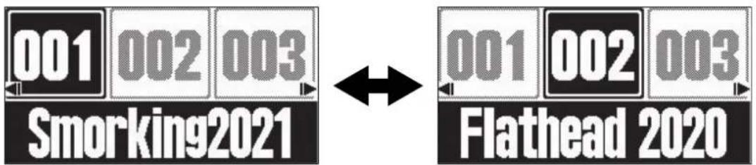 ZOOM G2 FOUR - Changement de mémoire de patch en cours de jeu (écran mémoire) - 2
