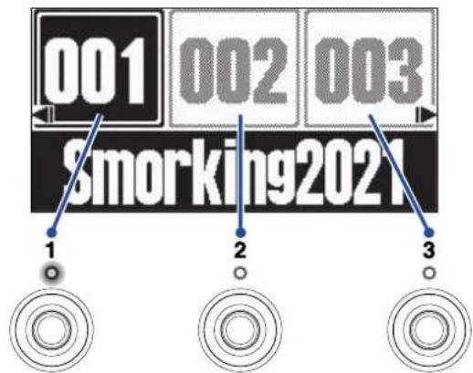 ZOOM G2 FOUR - Changement de mémoire de patch en cours de jeu (écran mémoire) - 4