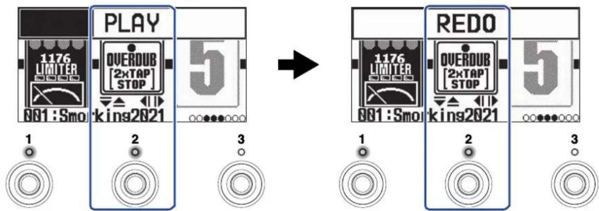 ZOOM G2 FOUR - Restauration d'une superposition annulée (fonction de rétablissement REDO) - 1