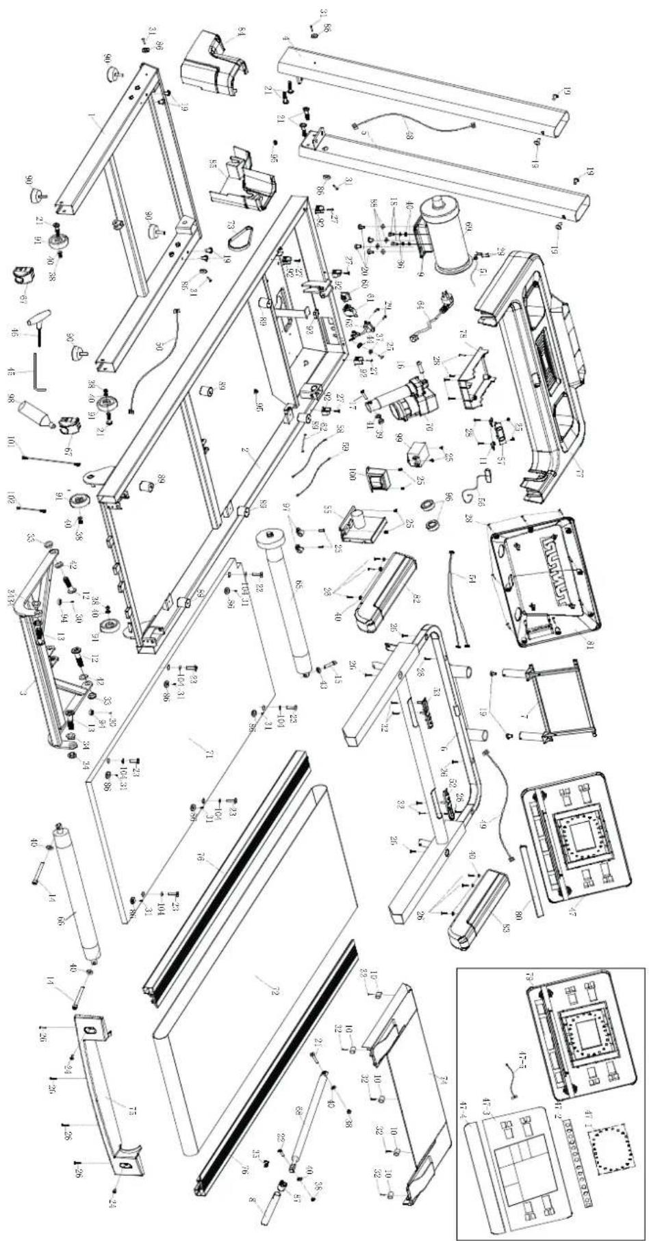 Exploded view diagram of a device assembly with numbered components and exploded views