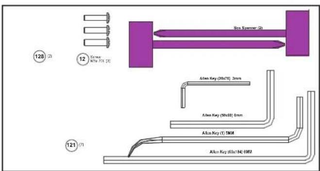 Box Spaner (2) 128 (2) 12 Straw Mto 304 (1) Allen Ray (50x76) 3mm Allen Ray (50x19) 5mm Alton Key (1) 5MM Alton Key (50x134) 5MM 121 (2)