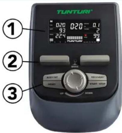TUNTURI® M 0:20 0:20 0:1 93 2 224 99 TUNTURI ① ② ③ MODE BEET FAT RESET RECOVERY START STOP UP + POURS