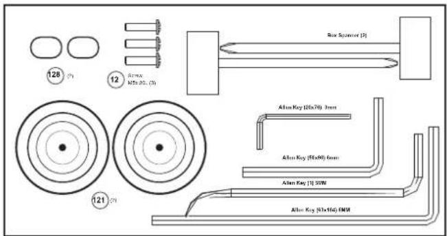 128 (2) 12 121 (2) Rex Spannior (2) Alon Key (Hx70) 3mm Alon Key (Hx90) 4mm Alon Key (1) 50W Alon Key (Hx160) 60W