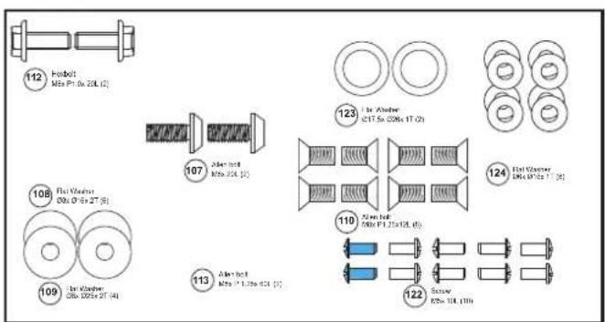 112 Probolt Mks P 1.0x 20L (2) 107 Alst bolt Mks 20L (2) 108 Flat Vessel DNk Q 6x 2T (R) 109 Flat Vessel DNk 500x 2T (4) 113 Alst bolt Mks 1.125x 20L (2) 110 Alst bolt DNk P 1.2x12L (E) 123 In Axibser (17.5x 20Kx 1T-2) 124 Flat Vessel DNk 8.5x 1T (5) 122 Screw DNk 10L (10)