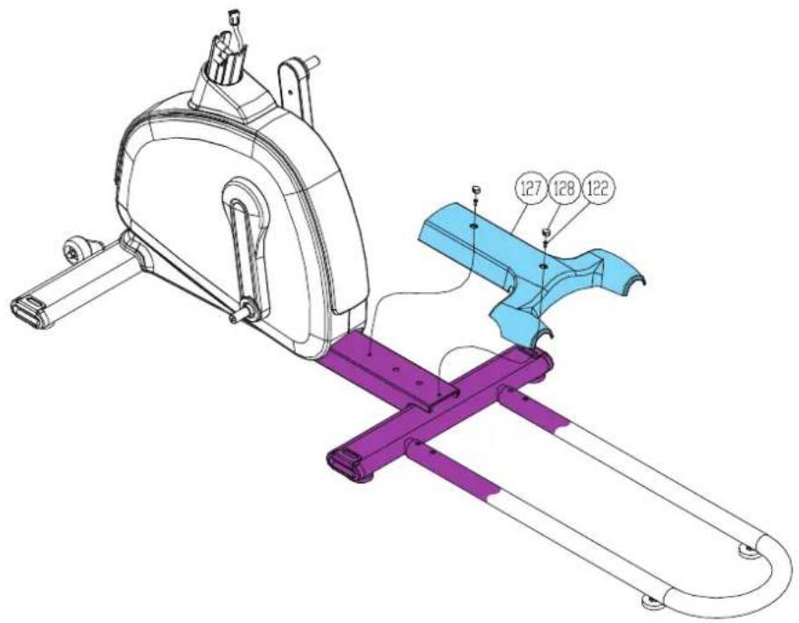 Technical diagram of a mechanical device with labeled parts, showing assembly lines and components