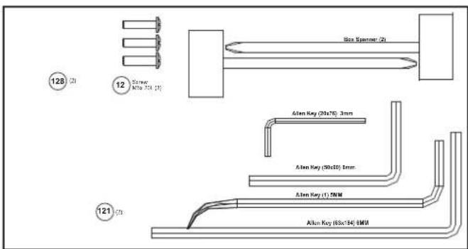 128 (2) 12 Stread Mta 304 (1) Box Spannet (2) Alten Ray (20x76) 3mm Alten Ray (50x20) 1mm Alten Ray (1) 5MM Alten Ray (85x134) 9MM 121 (2)