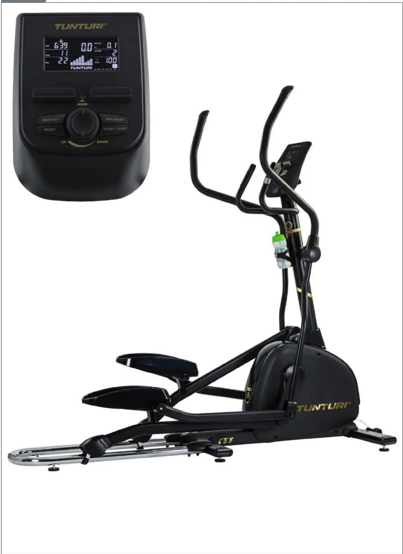 TUNTURI® 6:39 0.0 0.1 11 2 22 100 TUNTURI® MODE BODY FAT RESET START / STOP UP DOWN TUNTURI® CSS