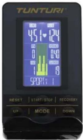 TUNTURI 451♥ 124 0 0.000 0 0.48 0 0.000 1 19 SPORT: RESET | START / STOP | RECOVERY UP | MODE | DOWN