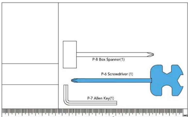 P-8 Box Spanner(1) P-6 Screwdriver (1) P-7 Allen Key(1)